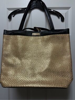 Versace Jeans Collection Gold Tote with Black Trim
